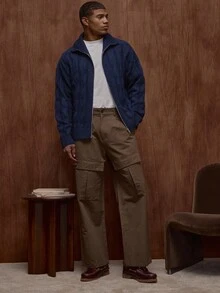 Musero Loose Fit Twin Cargo Pocket Style Trouser Button Fastening Fall/SPRING SUMMER - Army Green - View 5