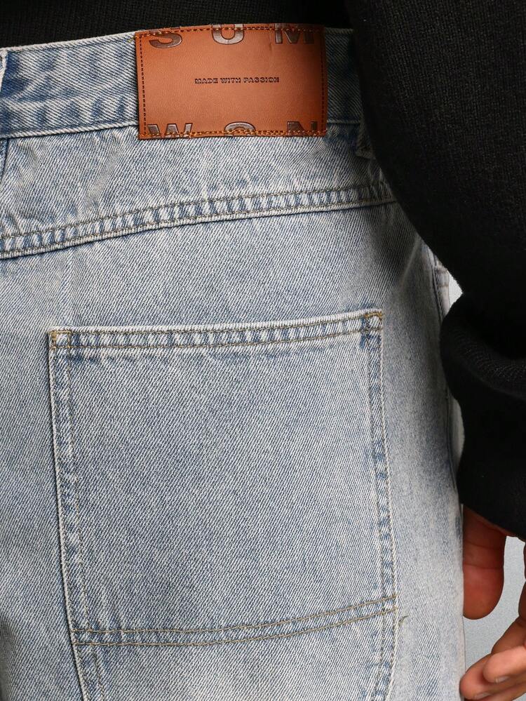 Baggy-Jeans aus Denim mit weitem Bein und tiefem Schritt