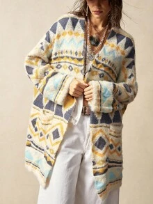 Bohemela Women's Vintage Casual Lightweight Cardigan, Suitable For Winter, Halloween, Music Festivals