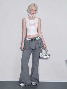 ROMWE Kawaii Quirky Girl 蕾丝拼布天使翅膀女式背心 - 白色 - 查看 6