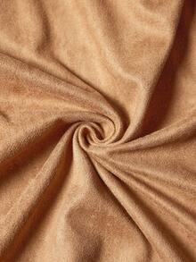 LanaWest Women's Camel Autumn Western Vacation Knitted Suede V-Neck Long Sleeve Flare Elastic Waist A-Line Brown Ruffle Collar Ruched Pocket Maxi Casual Dress - Brown - View 7