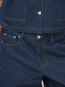 MUSERA Quần jeans denim ống đứng cạp thấp có túi và đai, chỉ bán phần quần, thích hợp cho mùa hè, phong cách thường ngày, phù hợp với các dịp lễ hội, hòa nhạc, miền Tây, kỳ nghỉ, mùa thu, mùa đông, Nashville, ốc đảo, sang trọng, mùa xuân. - Màu xanh bụi bặm - Xem 5