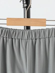 SHEIN 2pcs Tween Boy Letter Print Utility Jacket And Pants Set, Front Button Closure, Casual Grey Fall Winter - Grey - View 6