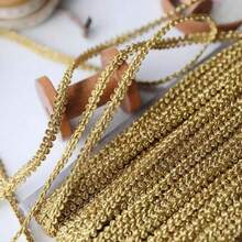 5 Yards Gold Thread Wavy Lace Trim, 1.1cm Wide, Clothing Decoration Accessory