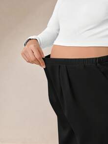 MaterniWear 高腰褶饰阔腿孕妇裤 - 黑色 - 查看 6