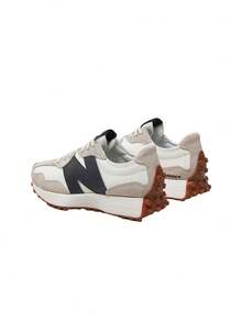 女式 327 GD 宽度 B 白色黑色休闲鞋软底系带低帮皮革运动舒适防滑户外运动鞋 WS327GD - 月光與黑色 - 查看 3