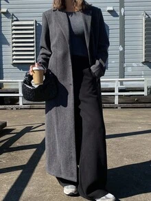 DAZY Damen Herbst/Winter Mantel mit langem Kragen - Grau - Übersicht 5