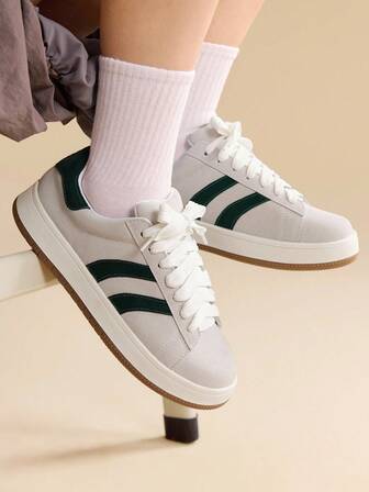 CUCCOO EASI 舒适厚底系带女士休闲运动鞋，百搭日常穿着