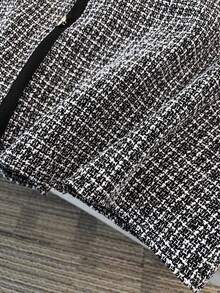 Regalyn Plus Size Women's Single-Breasted Contrast Color Tweed Dress, Fashionable Luxurious Dignified Elegant High-End Romantic Sleeveless