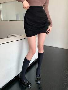 DAZY 女式交叉下摆紧身裙秋季半身裙