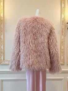 SHEIN MOD Casual Versatile Minimalist Solid Color Long Sleeve Faux Fur Women Jacket, Autumn/Winter,Homecoming Clothes, Cat Woman Costume, Cheerleader Costume, Mermaid Costume, Devil Costume, Fairy Costume, , Gothic, Fluffy Jacket