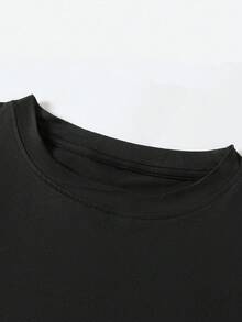 EMERY ROSE Ladies' Christmas Dwarf Pattern Printed Short-Sleeved T-Shirt - Round-Neck Casual Top - Black - View 4