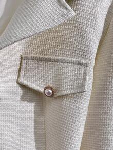 Franclia 女士优雅通勤撞色拼布常规夹克 - 杏色 - 查看 4