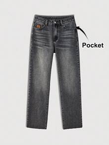 Maija 女式休闲磨边口袋牛仔裤 - 黑色 - 查看 6