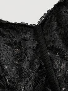 SHEIN MOD 无肩带美人鱼天鹅绒黑色长裙 - 黑色 - 查看 3