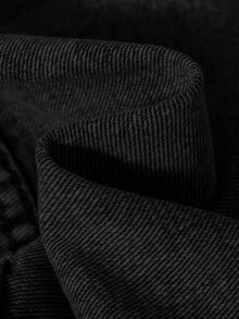 SHEIN Teen Girl Ripped Flap Pocket Raw Hem Trim Button Crop Denim Jacket