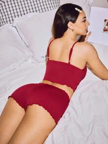 女士休闲粉色性感睡衣套装