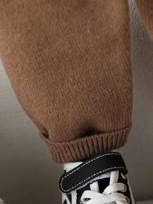 Souflis Souflis Baby Boys Teddy Bear Jacquard Knit Sweater Set, Soft & Thick Fabric, Suitable For Casual Wear, Autumn/Winter Fall - Khaki - View 3