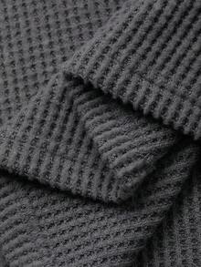 FRIFUL Kaos Wanita Polos Warna dengan Kancing Setengah Plaket, Bahu Jatuh, Lengan Panjang, Kasual, Longgar, Musim Gugur - Grey - View 7