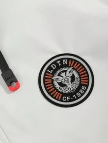 Manfinity Homme 新款休闲印花中长款米色夹棉大衣，秋冬时尚外套 - 米色 - 查看 6