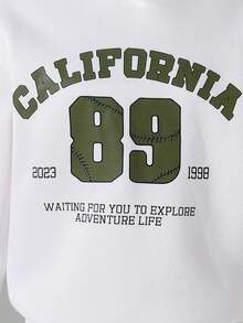 SHEIN Explorewe 2pcs Girls Chic Letter Print Hoodie Sweatshirt,Green Cargo Pants Outfit Autumn,School Back-To-School,Christmas Cow Boy,Green And White Streetwear - Army Green - View 7