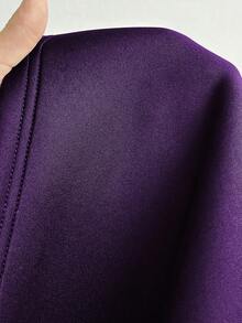Viva Relle Plus Size Elegant Party Solid Color Heart Bust Strap Dress - Purple - View 7