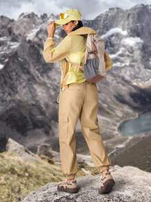 户外徒步防晒轻便速干徒步服装女款徒步裤户外女款徒步裤露营服装女款轻便裤徒步裤女款 - 卡其色 - 查看 3