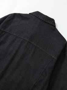 ROMWE MEN Street Life Men's Fashion Studded Denim Jacket, Fall - Black - View 6