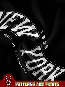 SHEIN EZwear 性感休闲简约纽约字母印花圆领无袖修身迷你连衣裙，适合夏季 - 黑色 - 查看 3