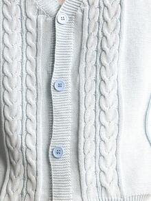 SUMWON Cotton Regular Fit Cable Knit Cardigan Button Front Open Placket Classic Winter Fall Layering Knitwear - Red - View 4