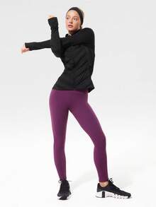 GLOWMODE Stretchy Thermal Lined Slim Fit Down Jacket With Side Pockets Daily Casual Running Workout Winter Warm - Black - View 7