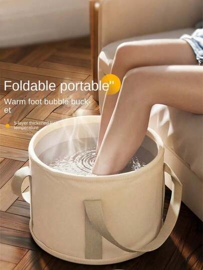 SHEIN 1 st hopfällbar bärbar isolerad fotbadshink 2 storlekar hemmaspa resor camping handfat utomhus fotbad för sport avslappning present kall varm terapi förvaring kroppsvård vattentät lätt hållbar lätt att bära kompakt design platsbesparande bekväm lugnande stresslindring återanvändbar mångsidig inomhus utomhusbruk vinter sommar