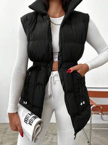 EURMUSE Zip Up Flap Pocket Vest Puffer Coat