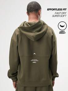 Casual Loose Fit Zip-Up Hoodies For Men, Long Sleeve Top - Dark Green - View 2