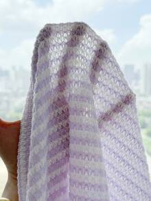 SHEIN 少女条纹圆领短袖休闲T恤，简约休闲，适合日常穿着 - 紫色 - 查看 6