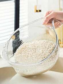 SHEIN 1/4pcs Multifunctional Rice Washing Basket With Handle, Vegetable Washing Basin, Fruit Plate, Kitchen Drain Basket, Kitchen Supplies Rice Washing Strainer, Household Kitchen Drain Basket - Multicolor - View 2