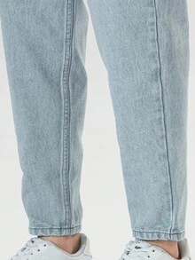 Manfinity EZcore 男士斜口袋牛仔裤，纯色长款水洗直筒浅蓝色工装牛仔裤浅色牛仔裤，适合送给老公、男朋友的礼物