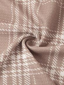 Ellevyn 大码女式圆领七分袖格子腰带设计优雅连衣裙 - 彩色 - 查看 8