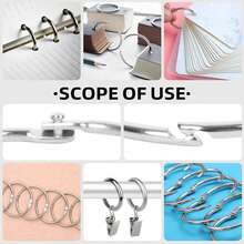 20pcs Metal Book Rings, Loose-Leaf Binder Rings 25mm Inner Diameter Keychain,Back To School,School Supplies - Silver - View 11