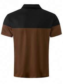 Manfinity Dauomo Men Color-Blocked Casual Short Sleeve Polo Shirt For Spring/Summer - Multicolor - View 2