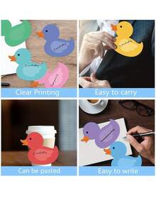 2/12 件鸭子便签小鸭子形状记事本彩色动物自粘便签可爱鸭子备忘录粘标签适用于学校办公室家庭文具用品派对礼品，每本 30 张 - 彩色 - 查看 2