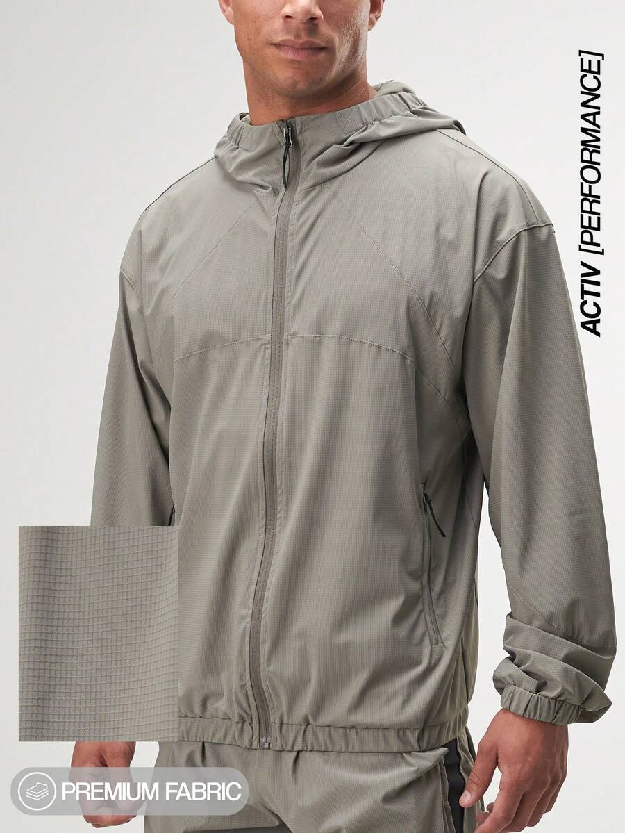 Men's Long Sleeve Casual Versatile Simple Gray Hoodie Jacket - Grey - View 1