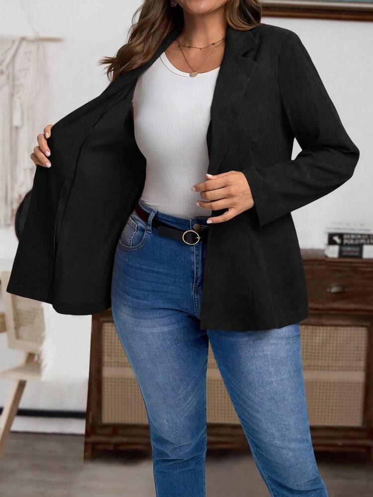 Plus Size Fashionable Versatile Solid Color Blazer Suit Jacket For Women Business Casual For Women Black Blazer For Women/Winter Winter Clothes For Women Women's Winter Coat New Year Look  Stylish Clothing Collection