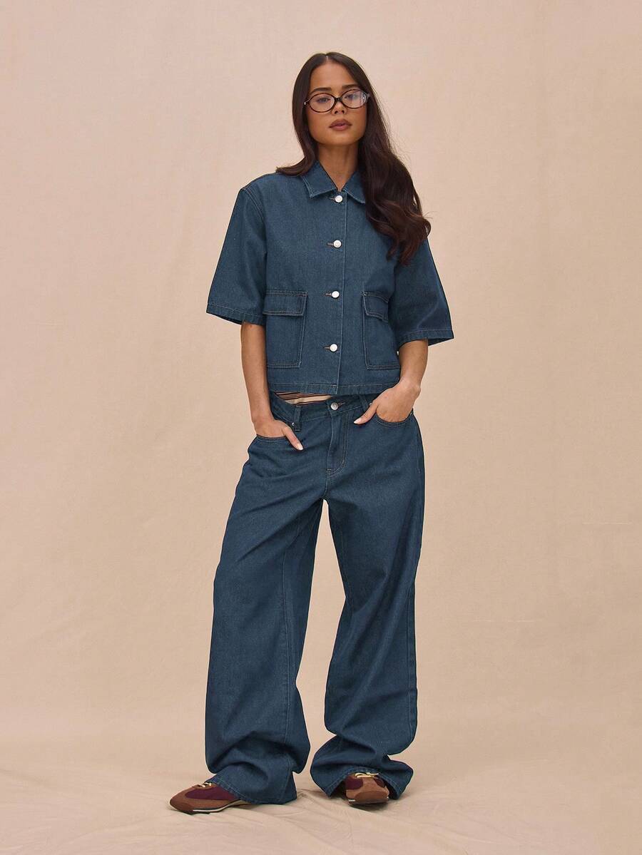 MUSERA Quần jeans denim ống đứng cạp thấp có túi và đai, chỉ bán phần quần, thích hợp cho mùa hè, phong cách thường ngày, phù hợp với các dịp lễ hội, hòa nhạc, miền Tây, kỳ nghỉ, mùa thu, mùa đông, Nashville, ốc đảo, sang trọng, mùa xuân. - Màu xanh bụi bặm - Xem 1