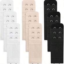 1/2/3/6/12件胸罩延长器2钩3排加长内衣配件弹性可调节内衣延长扣胸罩延长扣排扣胸罩后扣 - 彩色 - 查看 23