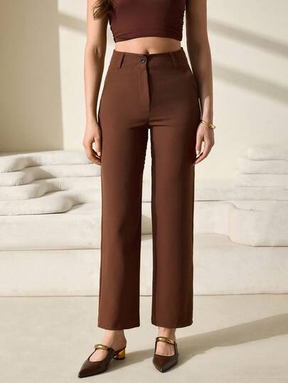 CLARA VERO Women's Casual Minimalist Plain Color Pants, Suitable For Daily Commute