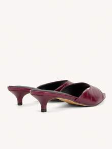 CUCCOO CHICEST Women's Burgundy Pointed Toe Kitten Heel Elegant Slip-On Sandals, Faux Leather, Suitable For Commuting, Work, Afternoon Tea, Vacation, All-Match Versatile, Halloween - Burgundy - View 10