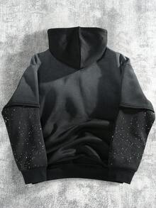 Manfinity EMRG Sudadera con capucha para hombre; Sudadera con capucha lavada, otoño - Negro - Ver 2