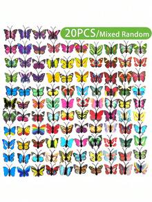 SHEIN Set de 10/20/30 piezas de chinchetas con mariposas de simulación de colores aleatorios, adecuadas para decorar tableros de fotos o tableros de anuncios - Multicolor - Ver 11