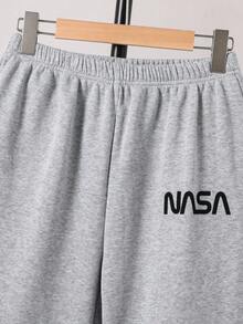 SHEIN 两件套青少年男孩灰色拉链连帽休闲运动服 - 灰色 - 查看 4